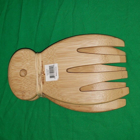 Totally Bamboo Salad Hands Set of 2 Bamboo Wood Servers Salad Pasta and More New - Picture 2 of 3